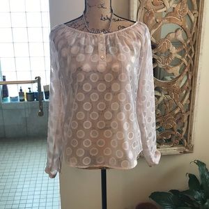The Limited sheer pink polka dot blouse